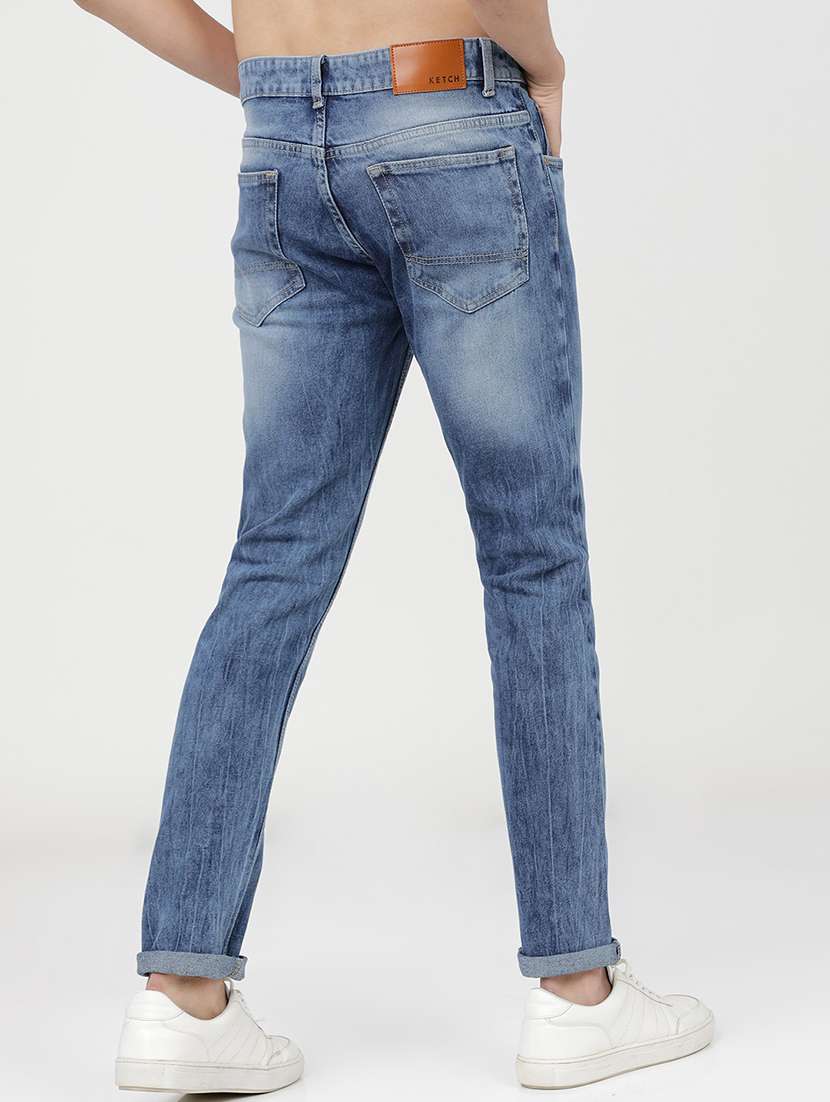 men plain slim fit mid rise jeans - 21596246 -  Standard Image - 3