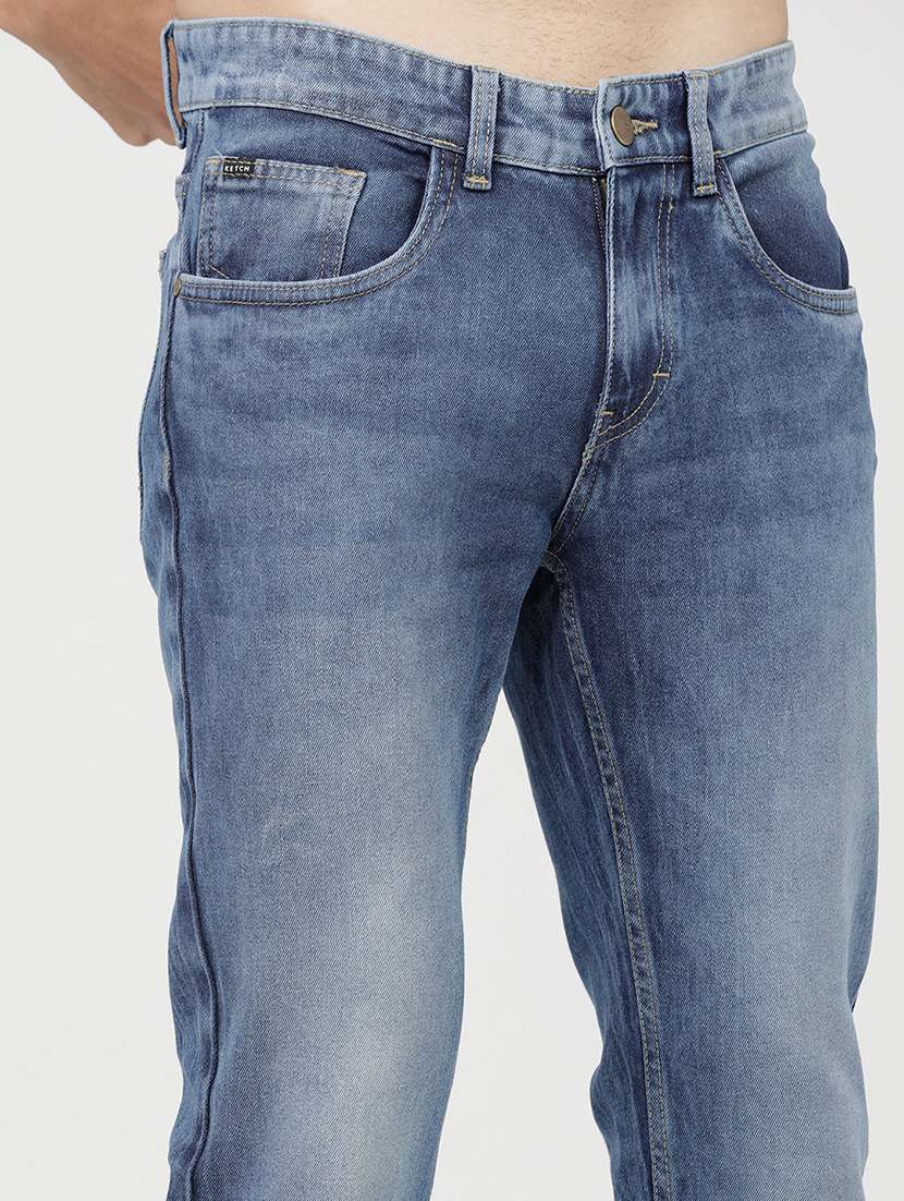 men plain slim fit mid rise jeans - 21596246 -  Standard Image - 5