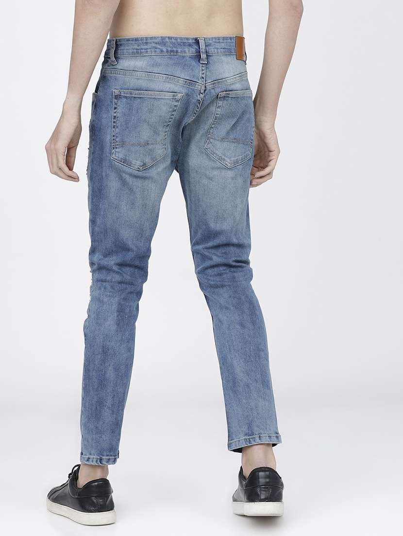 men distress slim fit mid rise jeans - 21596247 -  Standard Image - 3