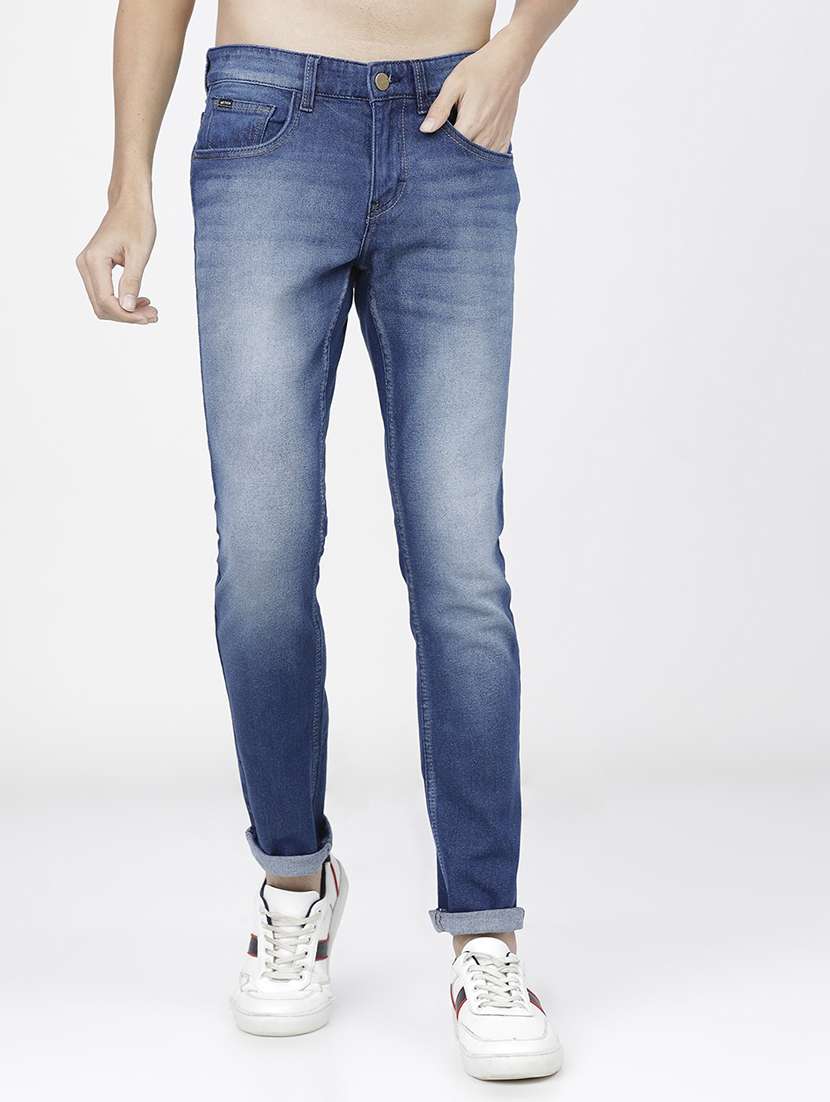 men plain slim fit mid rise jeans