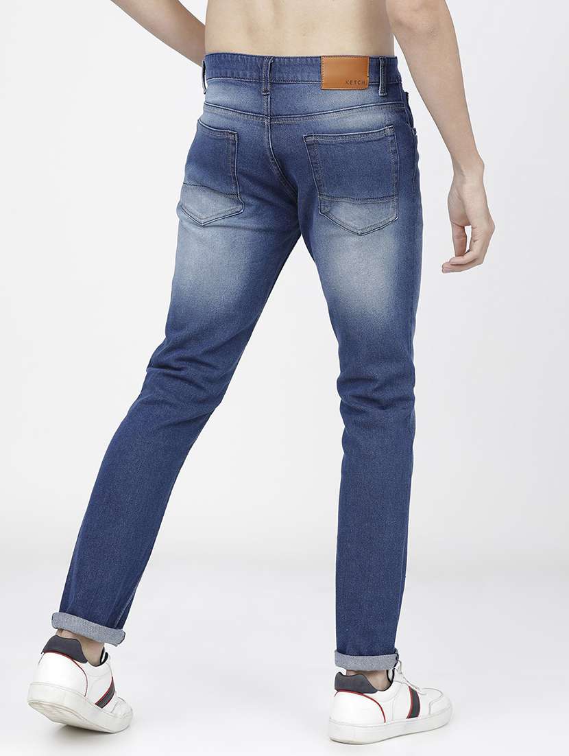 men plain slim fit mid rise jeans - 21596248 -  Standard Image - 3