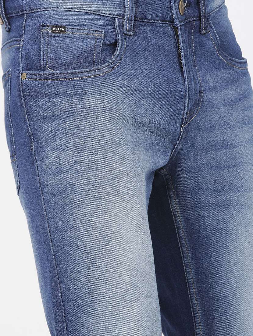 men plain slim fit mid rise jeans - 21596248 -  Standard Image - 5