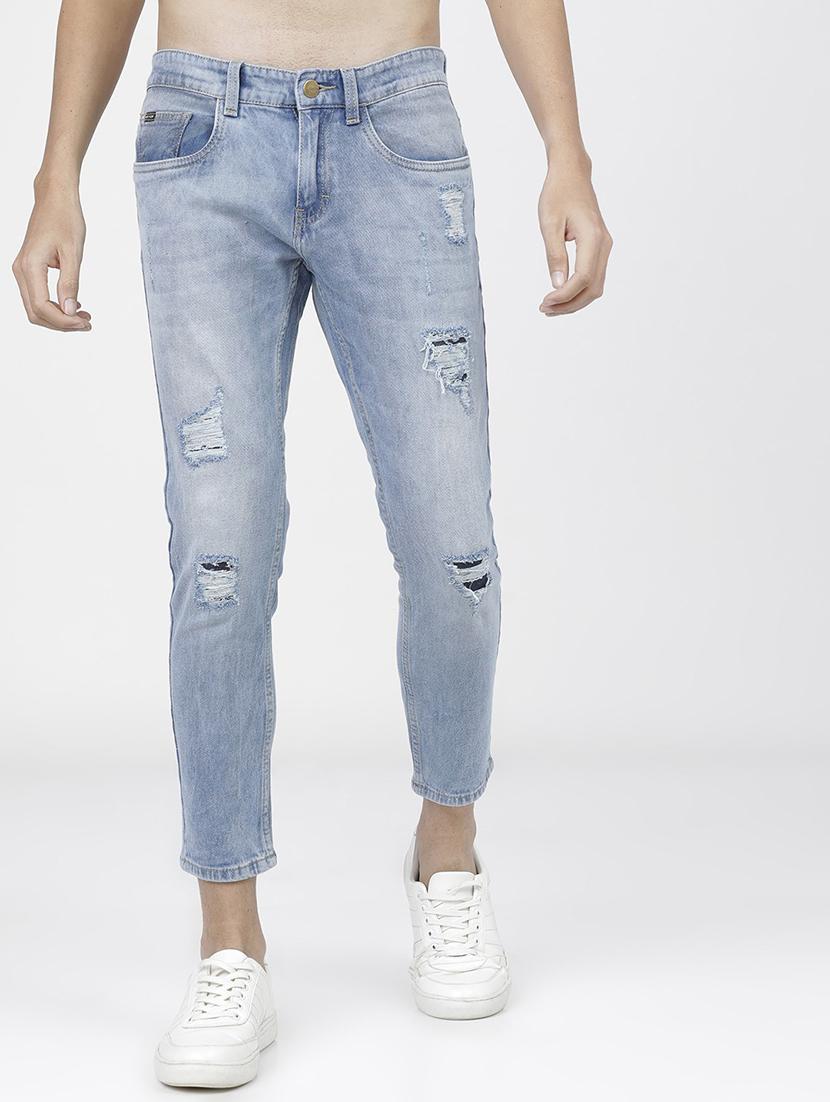 men distress slim fit mid rise jeans - 21596250 - Zoom Image - 0