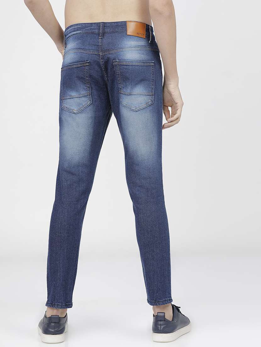 men plain slim fit mid rise jeans - 21596252 -  Standard Image - 3