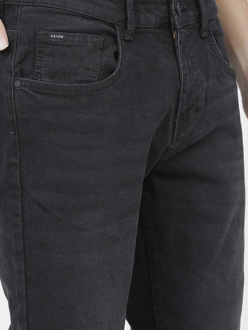 men plain slim fit mid rise jeans - 21596254 -  Standard Image - 5