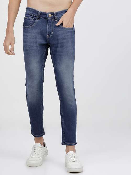 men plain slim fit mid rise jeans - 21596257 - Standard Image - 0