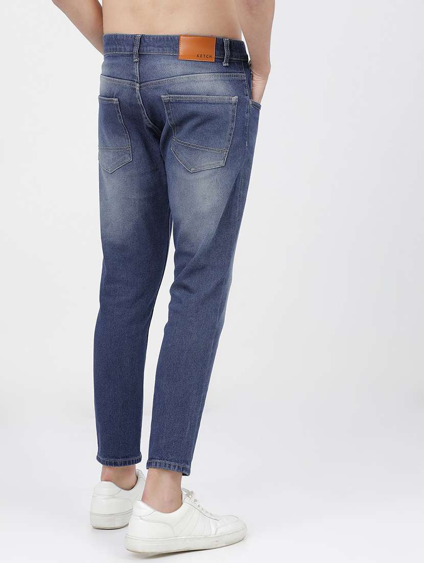 men plain slim fit mid rise jeans - 21596257 - Standard Image - 3
