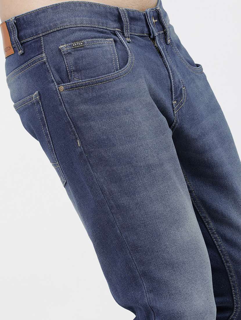 men plain slim fit mid rise jeans - 21596257 - Standard Image - 5