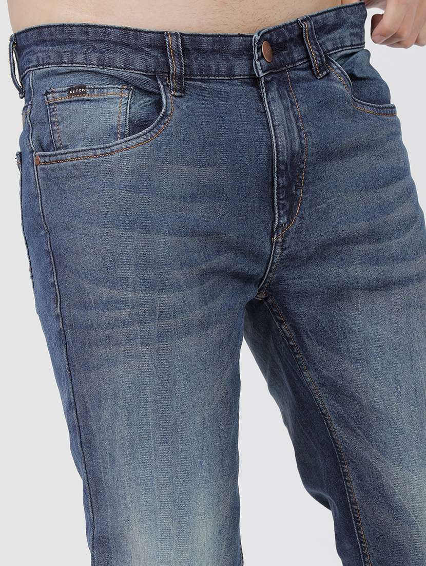 men plain slim fit mid rise jeans - 21596262 -  Standard Image - 5