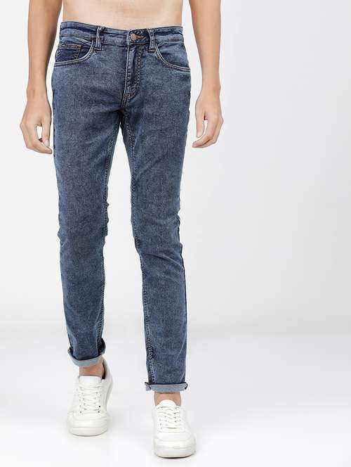 men plain slim fit mid rise jeans - 21596264 -  Standard Image - 0