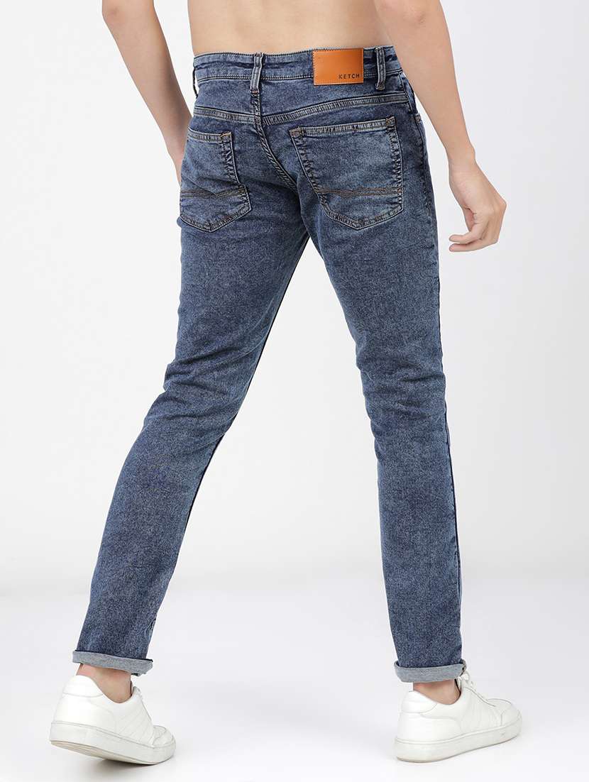 men plain slim fit mid rise jeans - 21596264 - Standard Image - 3