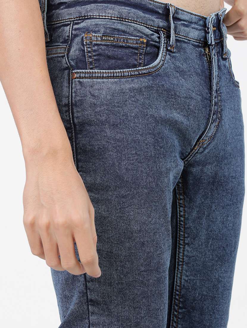 men plain slim fit mid rise jeans - 21596264 - Standard Image - 5