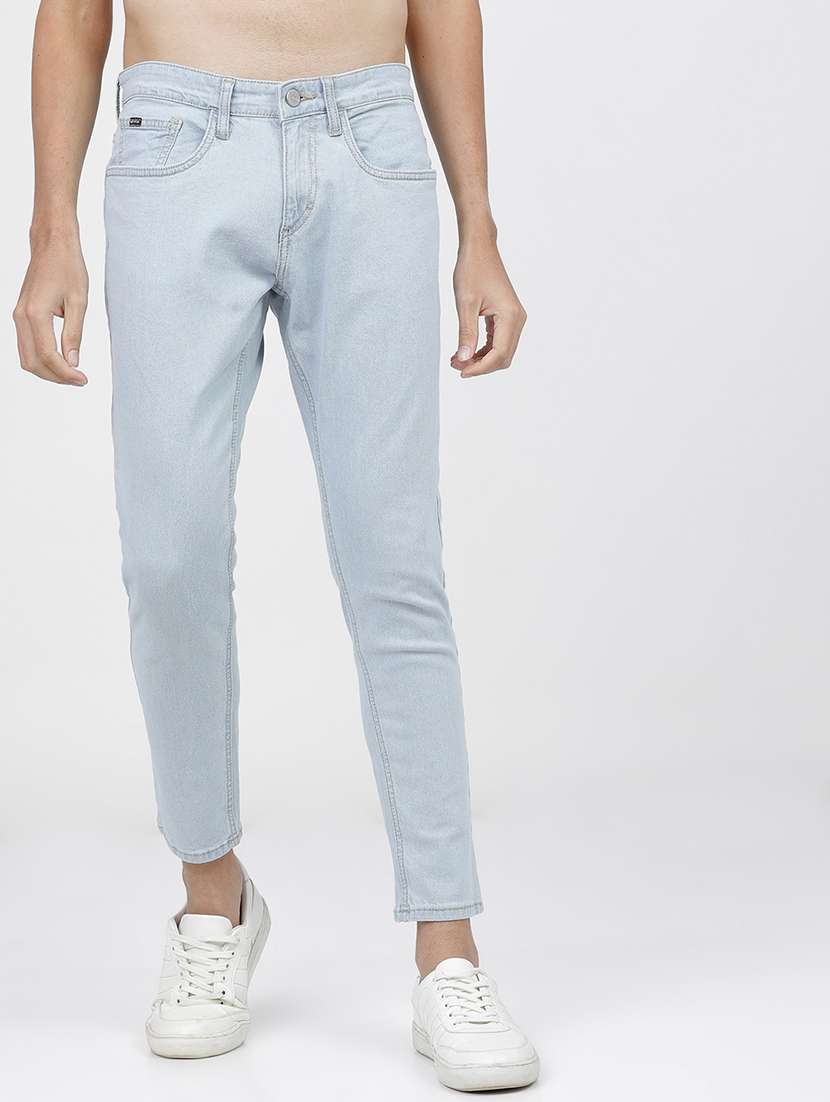 men solid mid rise slim fit jean