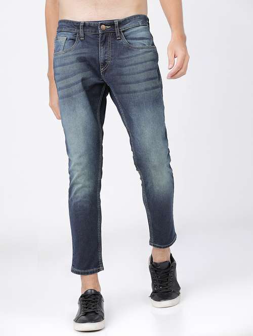 men plain slim fit mid rise jeans - 21596269 -  Standard Image - 0