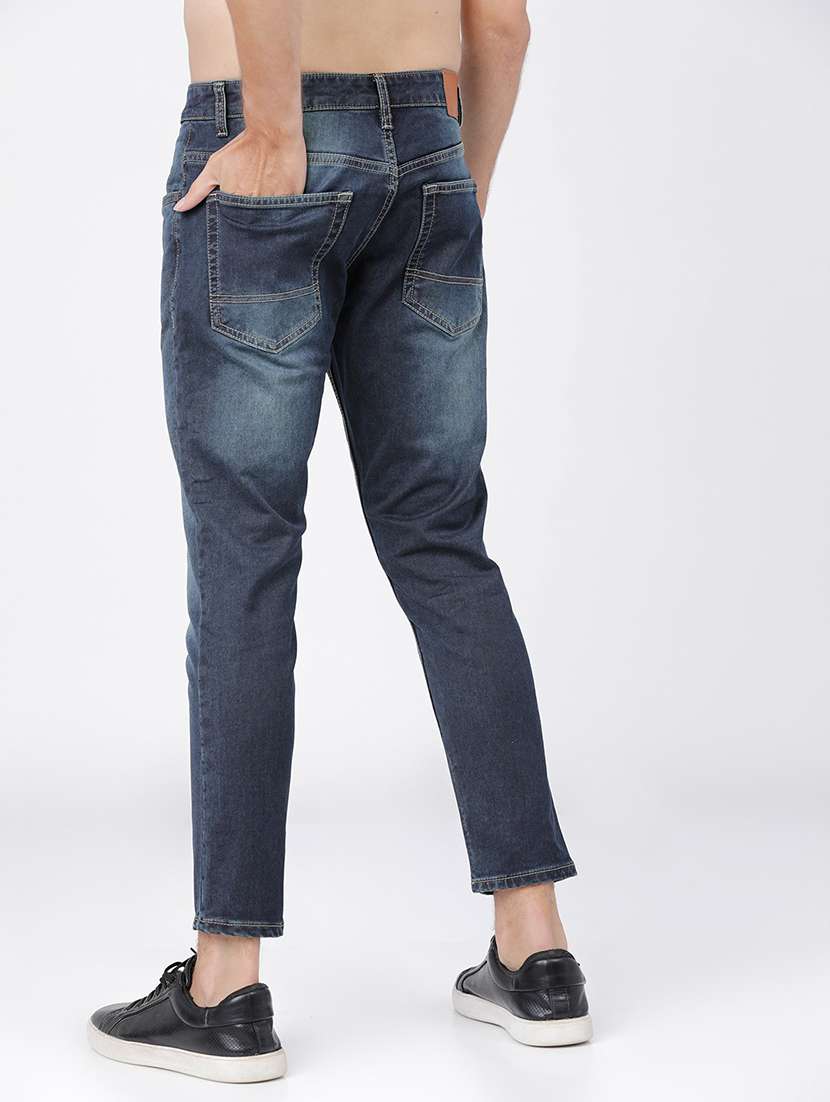 men plain slim fit mid rise jeans - 21596269 -  Standard Image - 3