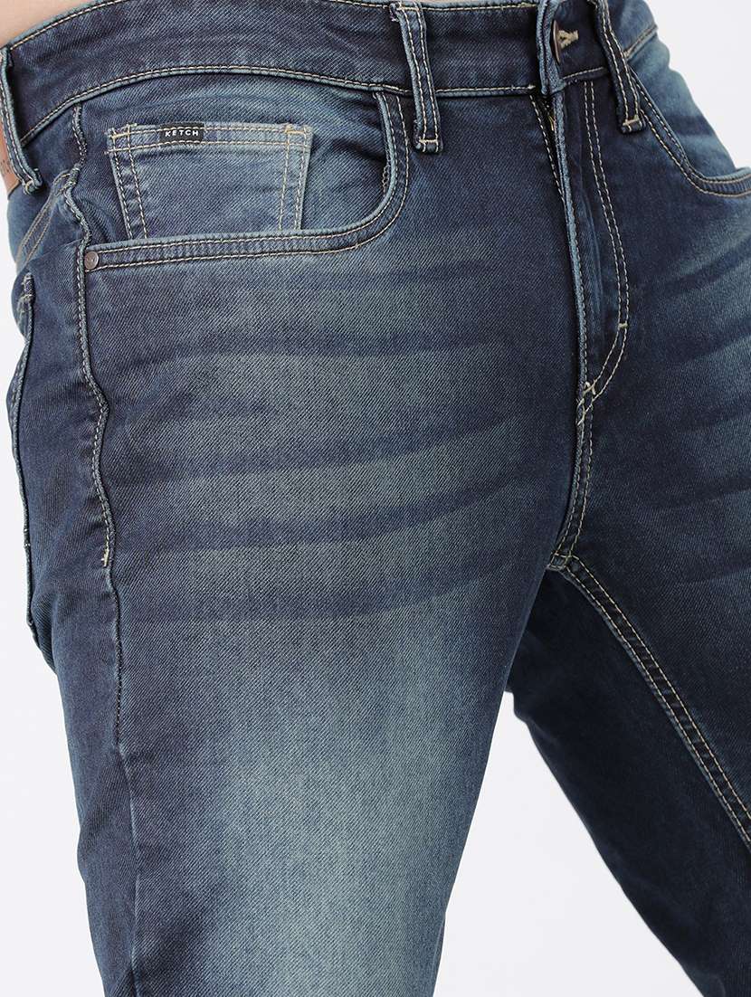 men plain slim fit mid rise jeans - 21596269 -  Standard Image - 5