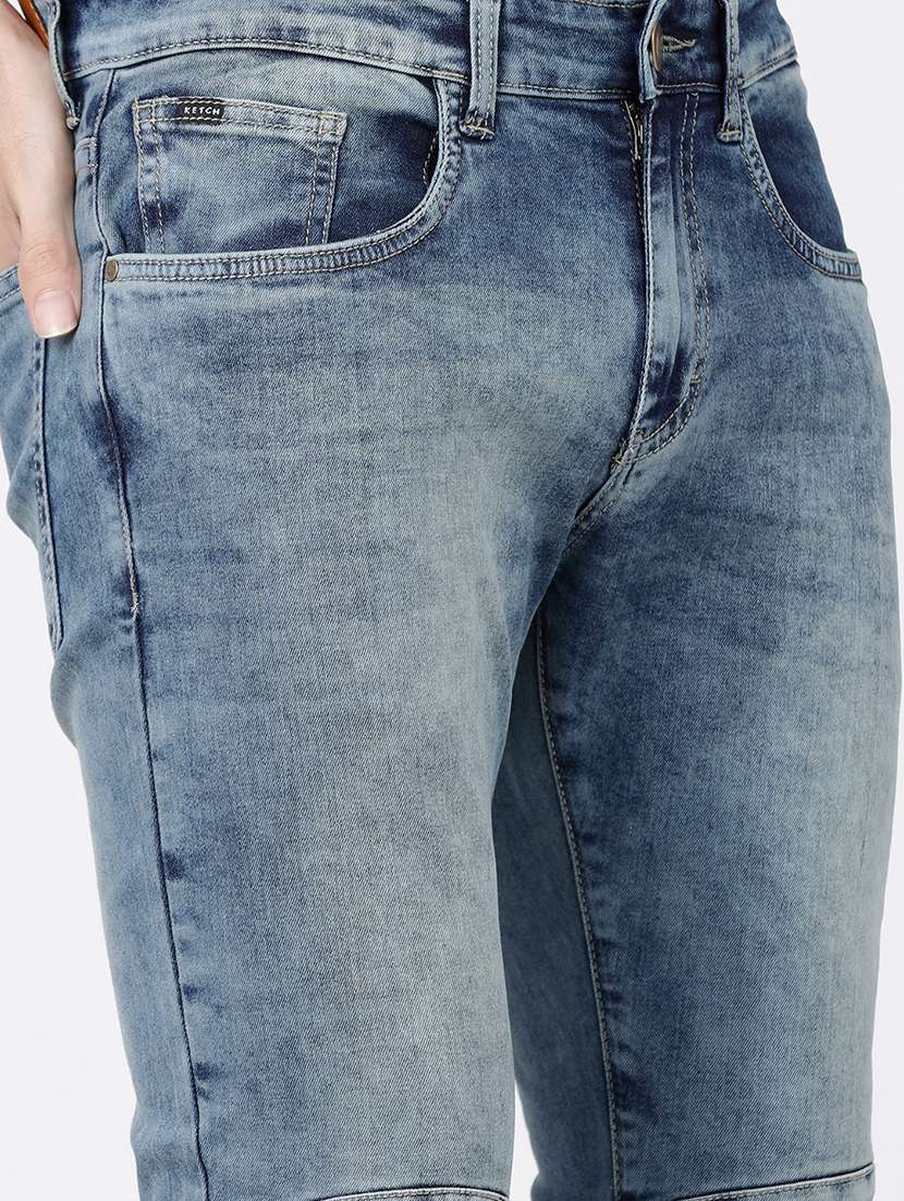 men plain slim fit mid rise jeans - 21596273 -  Standard Image - 5