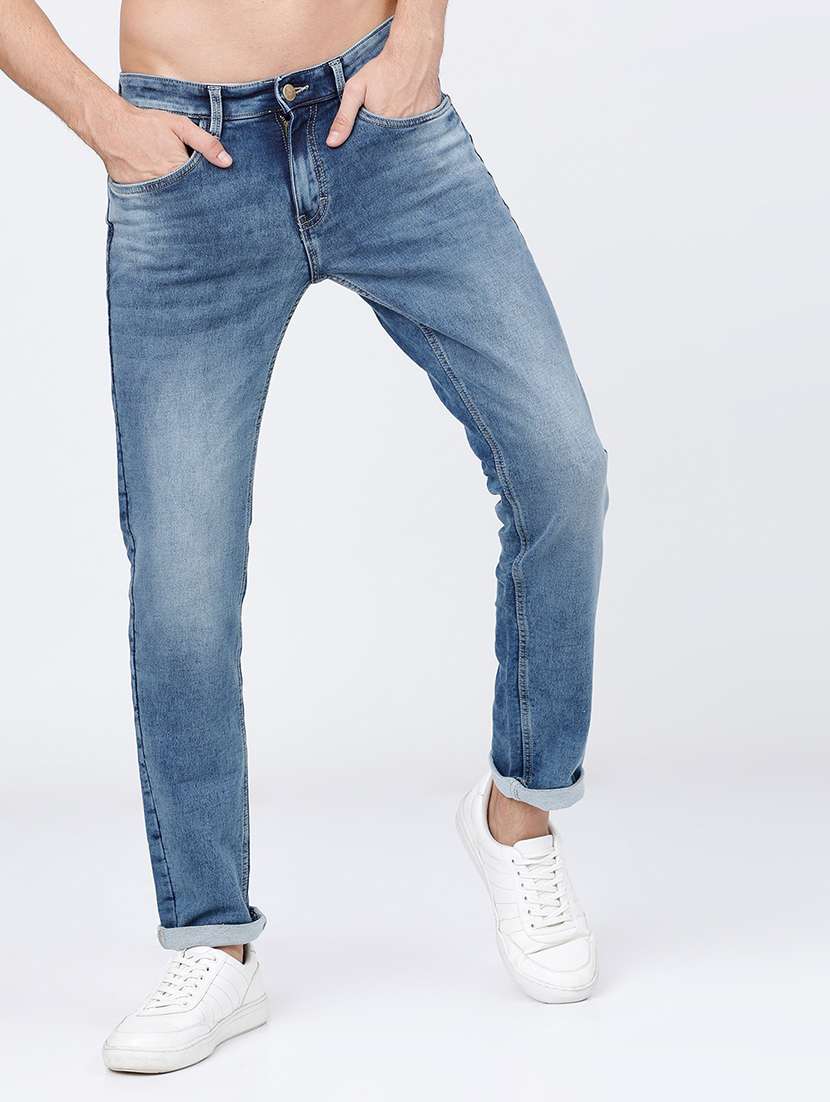 men plain slim fit mid rise jeans