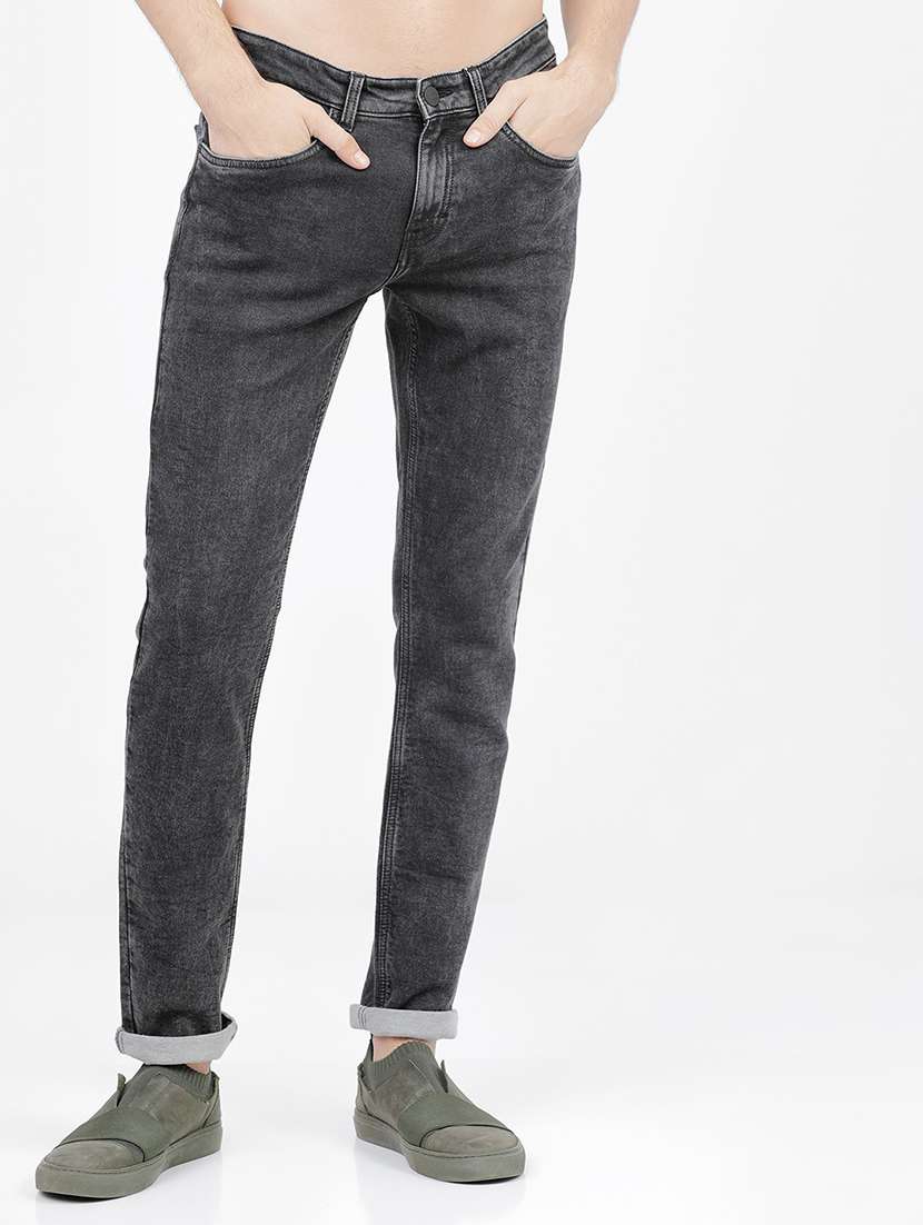 men plain slim fit mid rise jeans