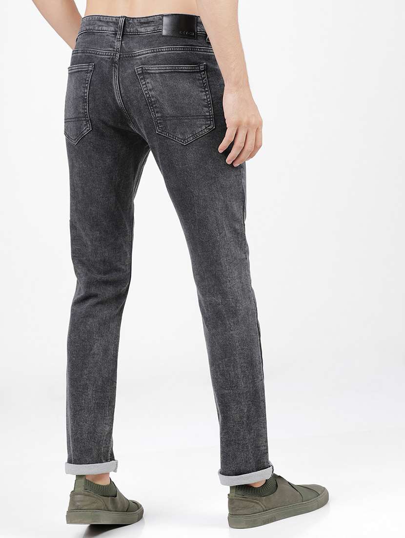 men plain slim fit mid rise jeans - 21596284 -  Standard Image - 3