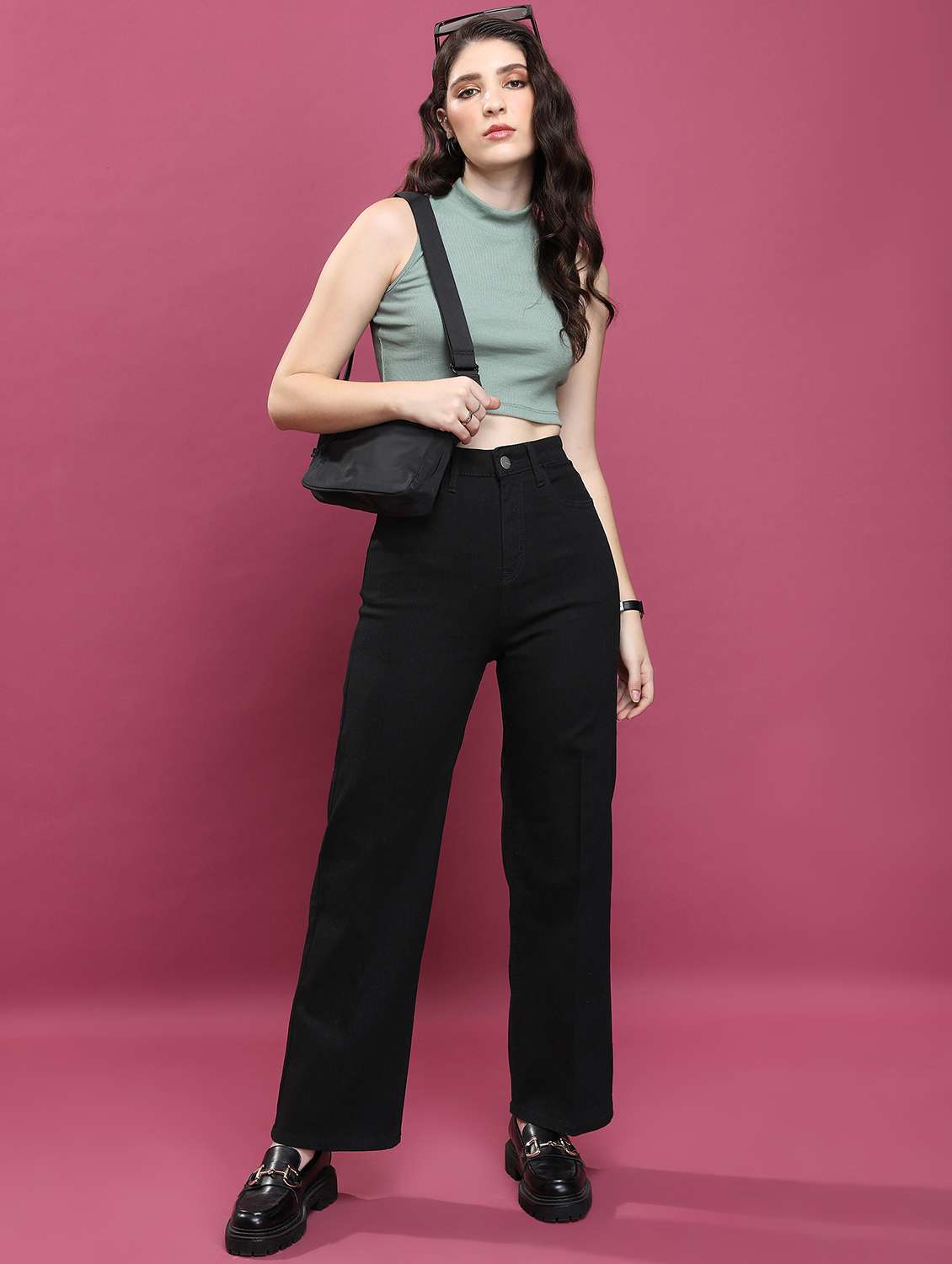 women solid high rise straight fit jean - 21596289 -  Standard Image - 3