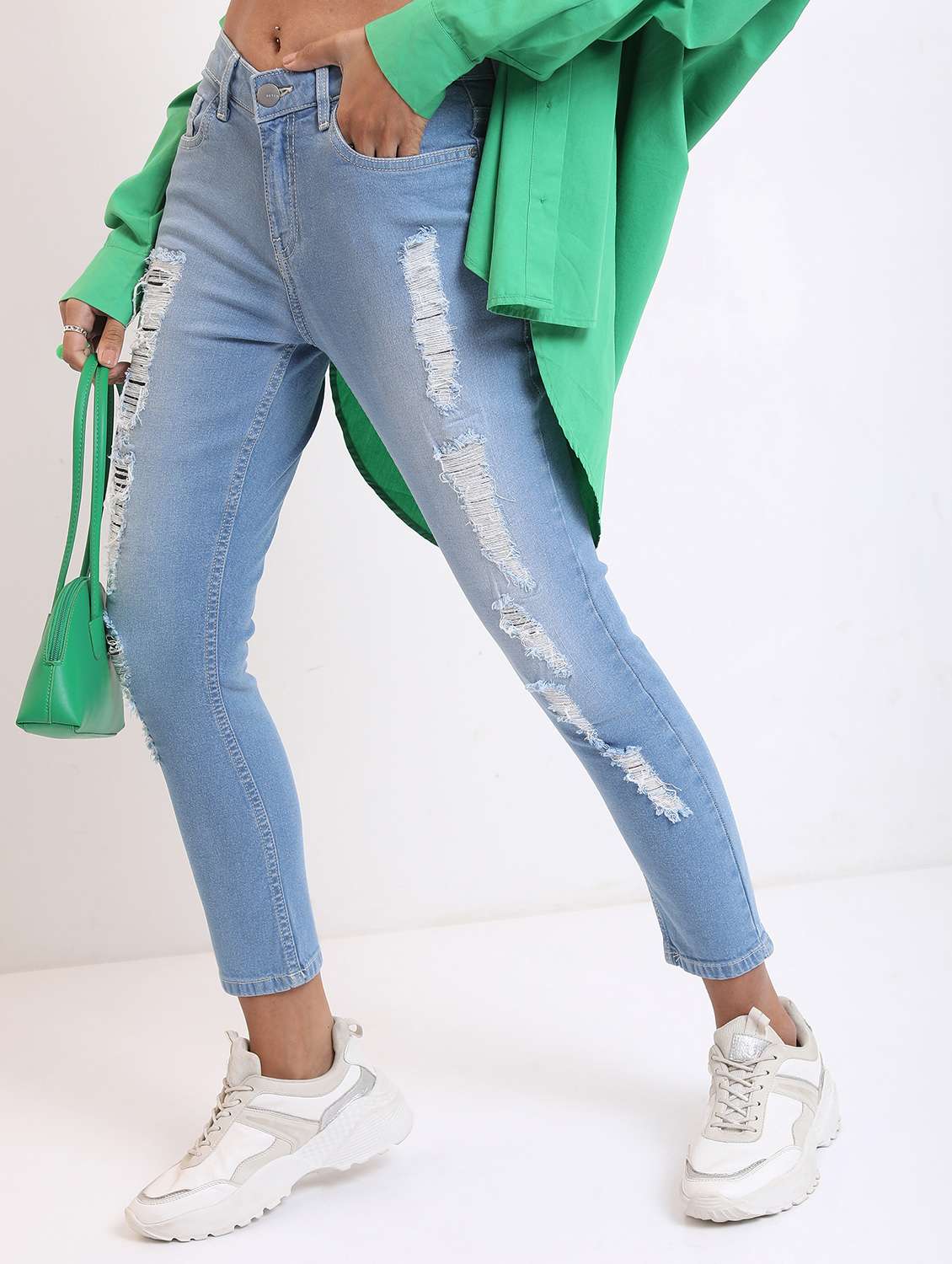 women distressed high rise slim fit jean - 21596292 -  Standard Image - 3