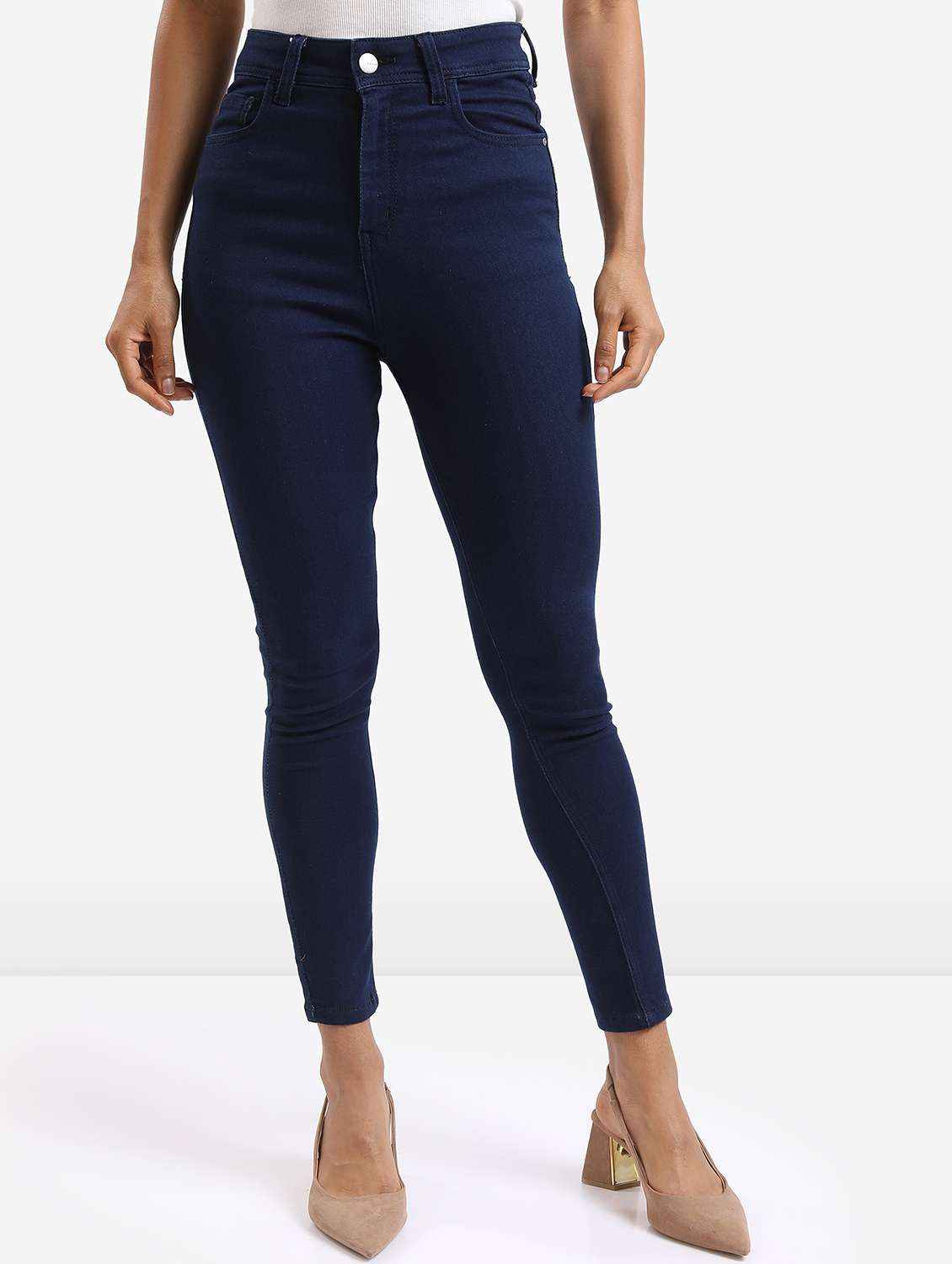 women solid high rise skinny fit jean