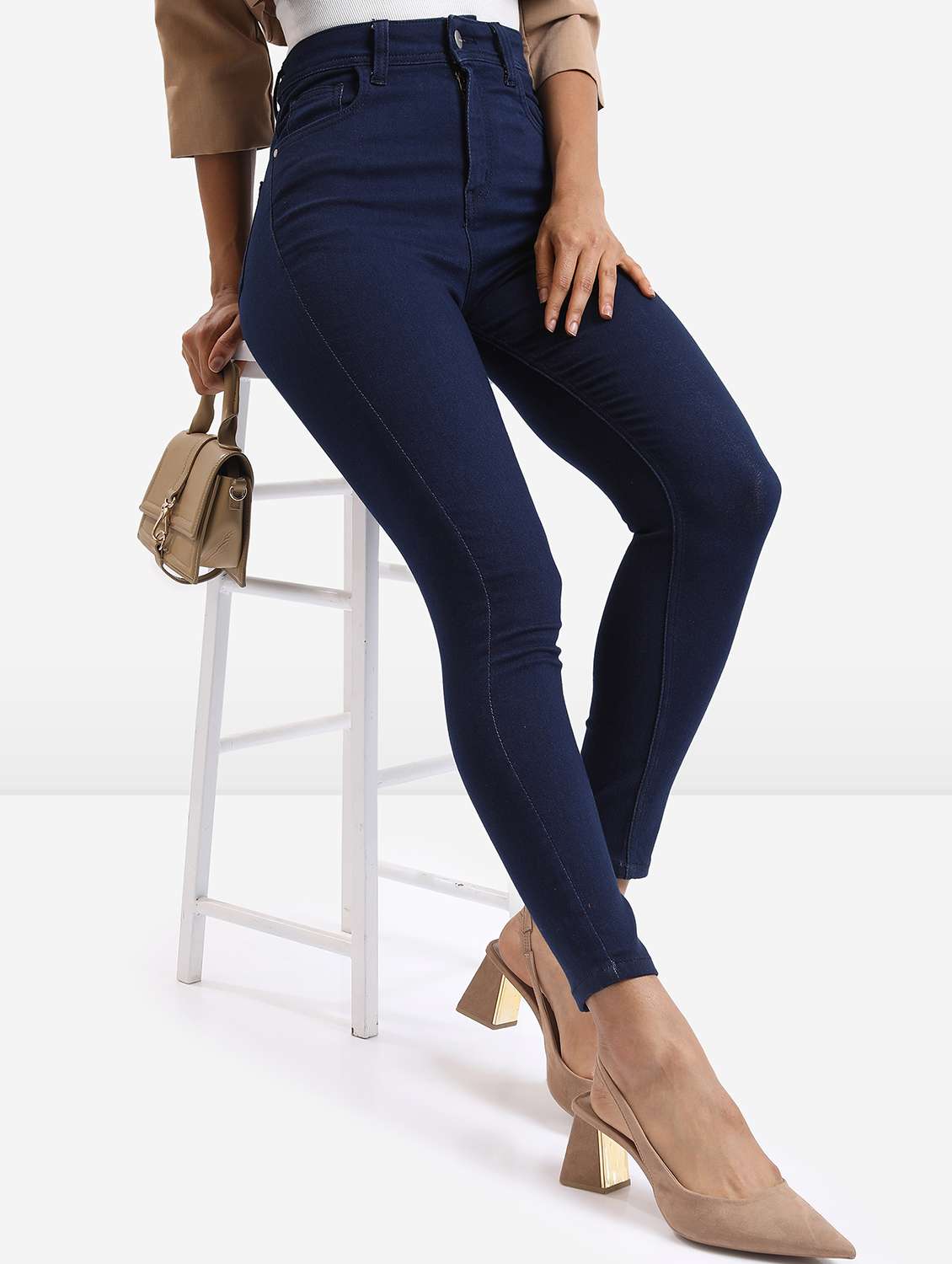 women solid high rise skinny fit jean - 21596293 - Standard Image - 3