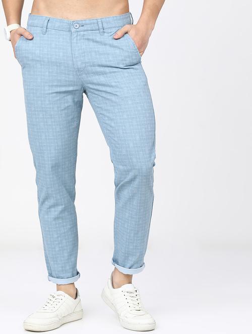 men checkered mid rise chinos casual trouser - 21596368 - Standard Image - 0