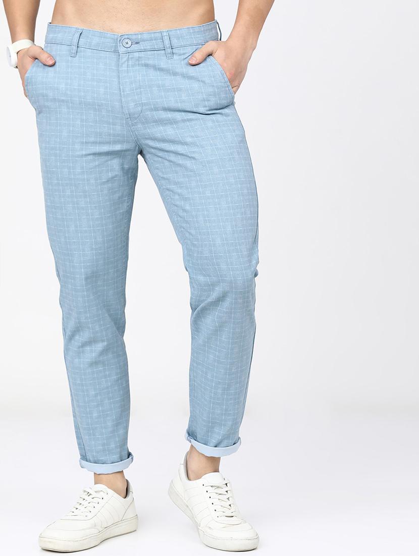 men checkered mid rise chinos casual trouser - 21596368 - Zoom Image - 0