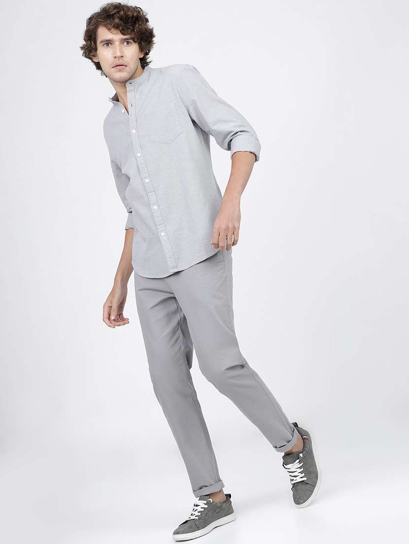 men solid mid rise chinos casual trouser - 21596383 -  Standard Image - 3