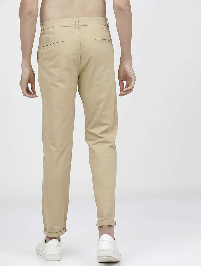 men solid mid rise chinos casual trouser - 21596387 - Standard Image - 3