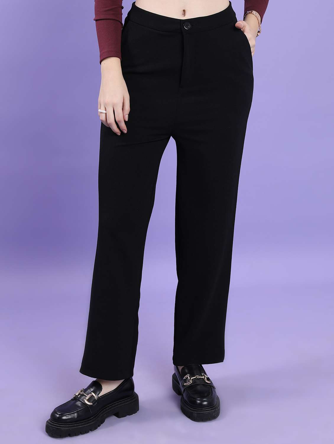 women black solid tailored pant - 21596417 -  Zoom Image - 0