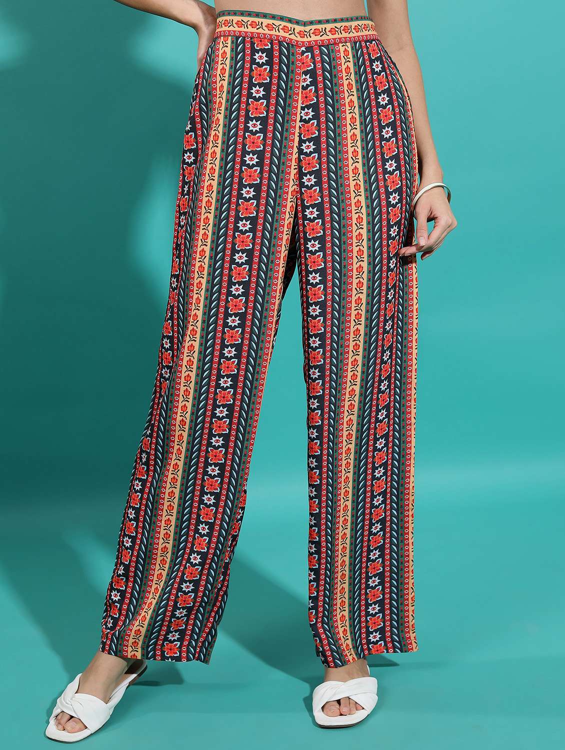 women multicolored printed wide leg trouser - 21596422 -  Zoom Image - 0
