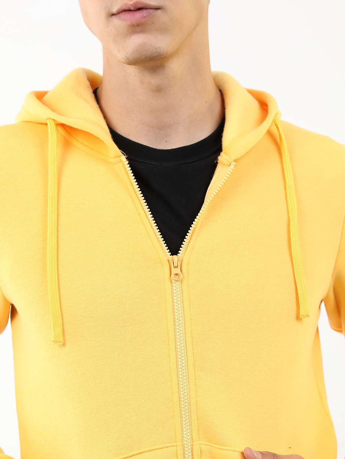 men solid zipper hooded sweatshirt - 21596440 -  Standard Image - 3
