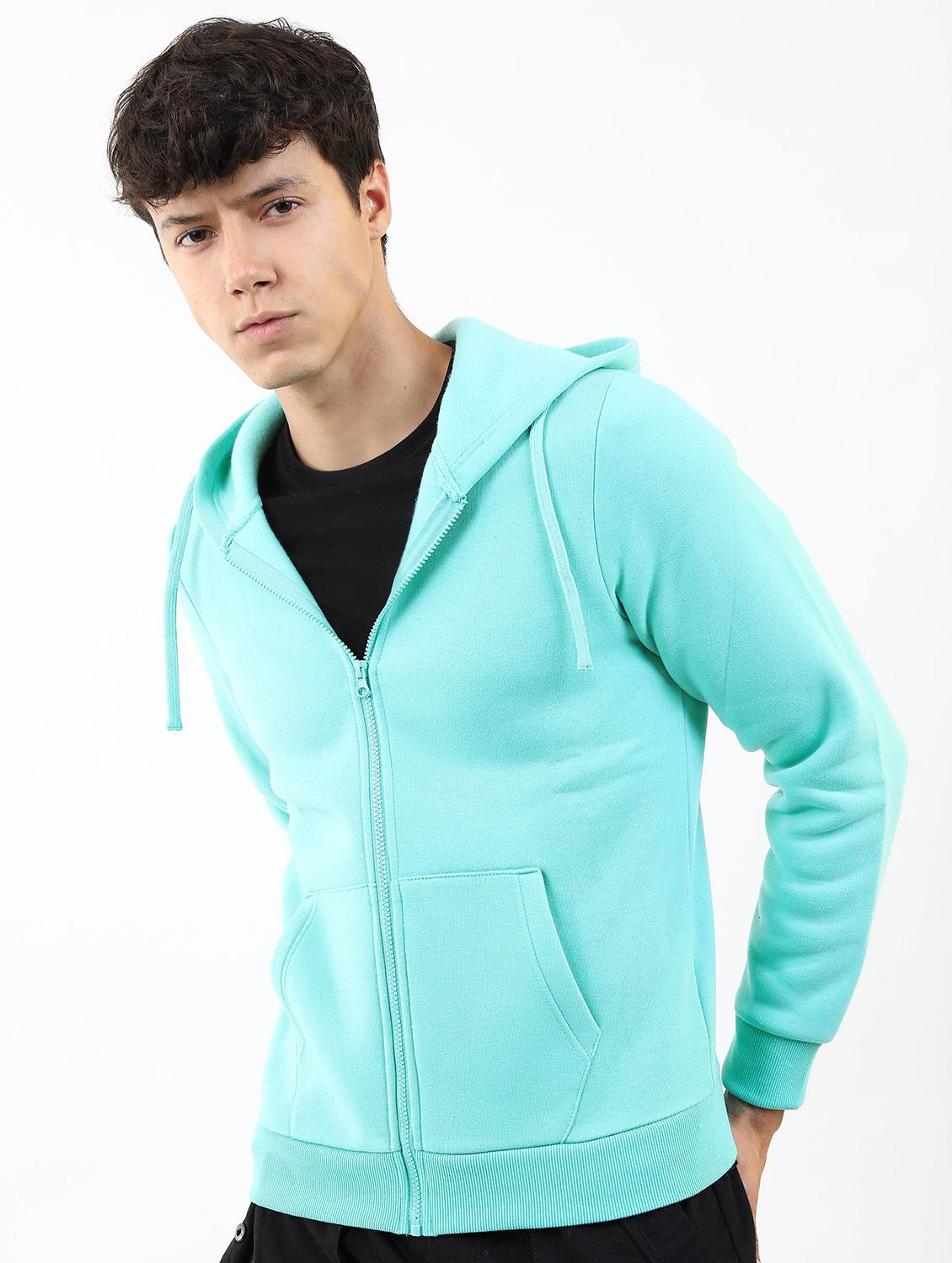 men solid zipper hooded sweatshirt - 21596443 - Zoom Image - 0