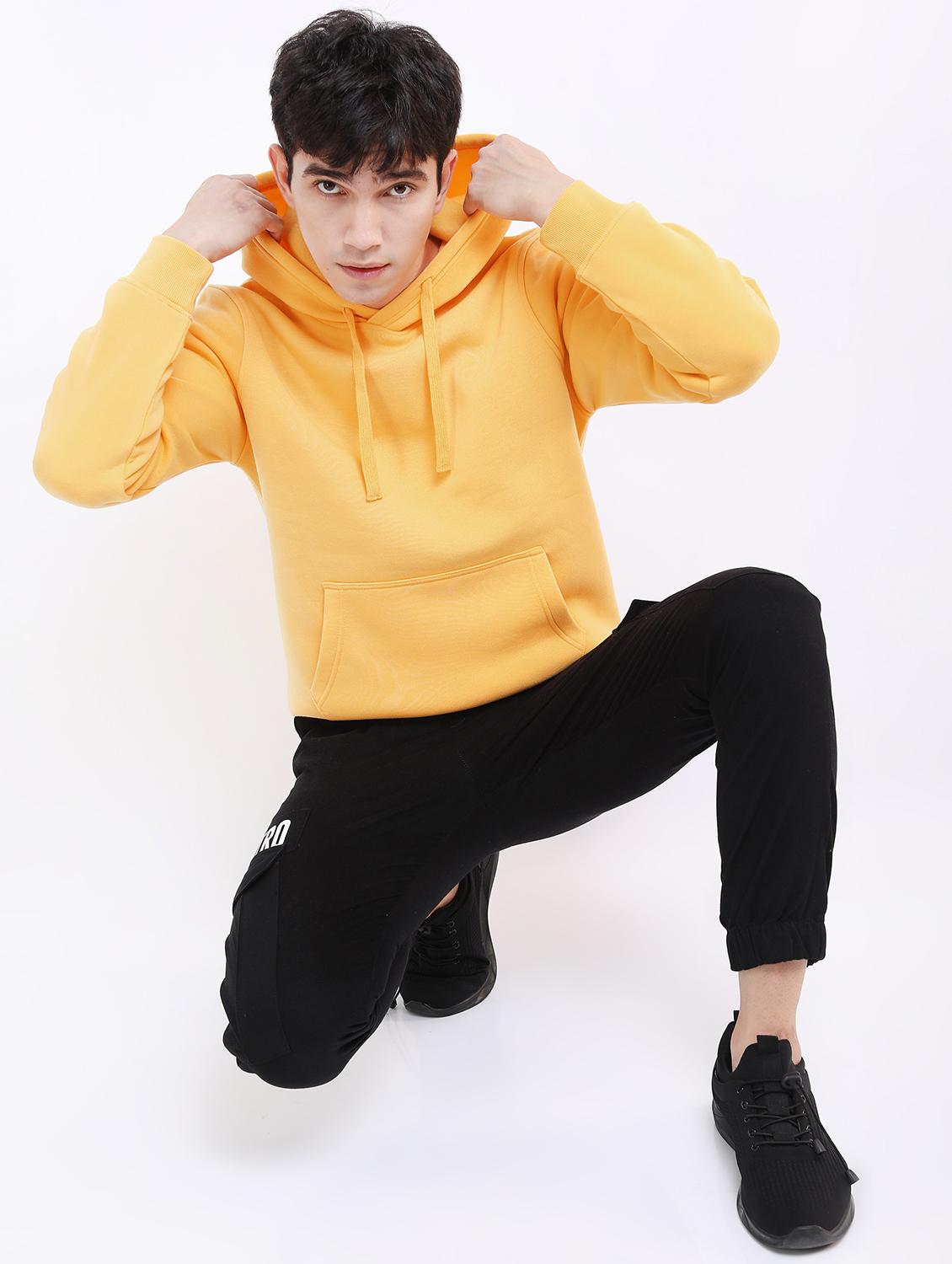 men plain hooded long sleeve sweatshirt - 21596445 - Standard Image - 3