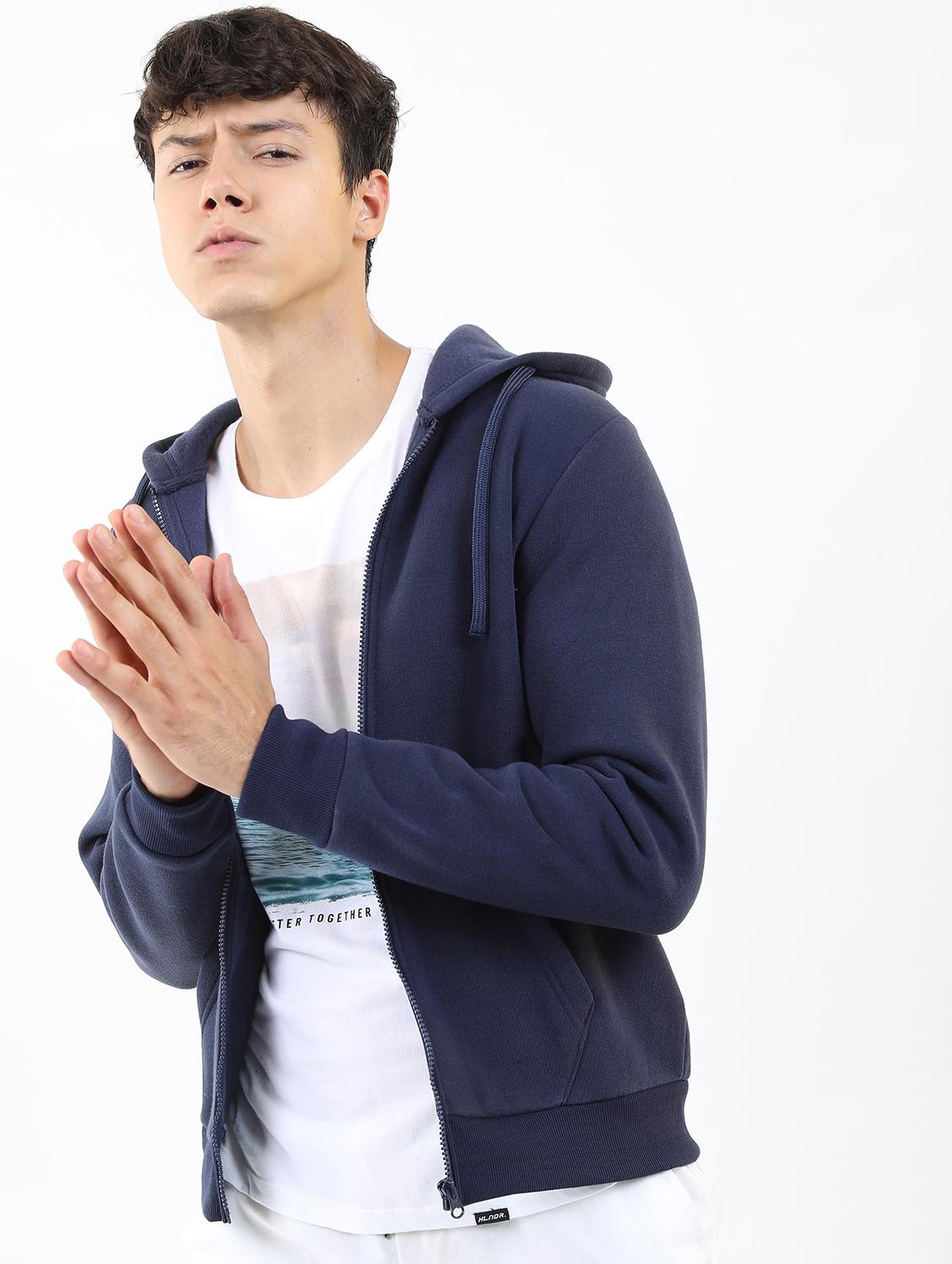 men plain hooded long sleeve sweatshirt - 21596461 - Zoom Image - 0