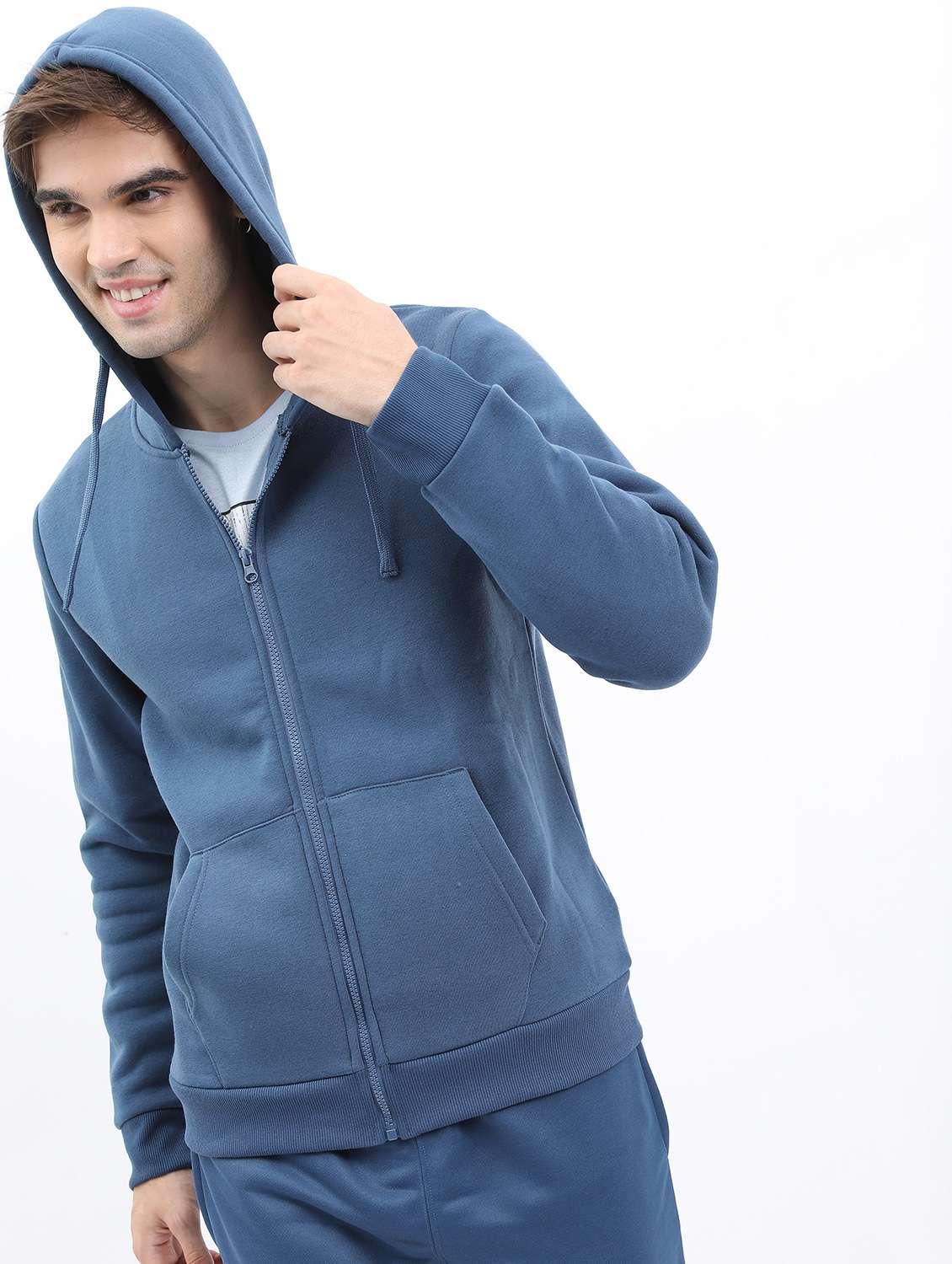 men plain hooded long sleeve sweatshirt - 21596462 - Zoom Image - 0