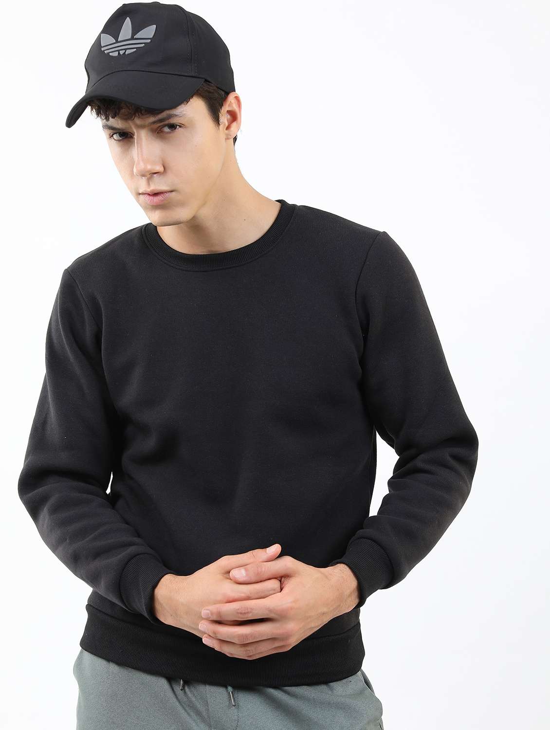 men plain round neck long sleeve sweatshirt - 21596471 - Zoom Image - 0