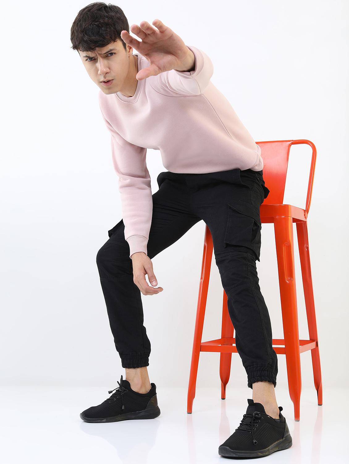 men plain round neck long sleeve sweatshirt - 21596475 - Standard Image - 3
