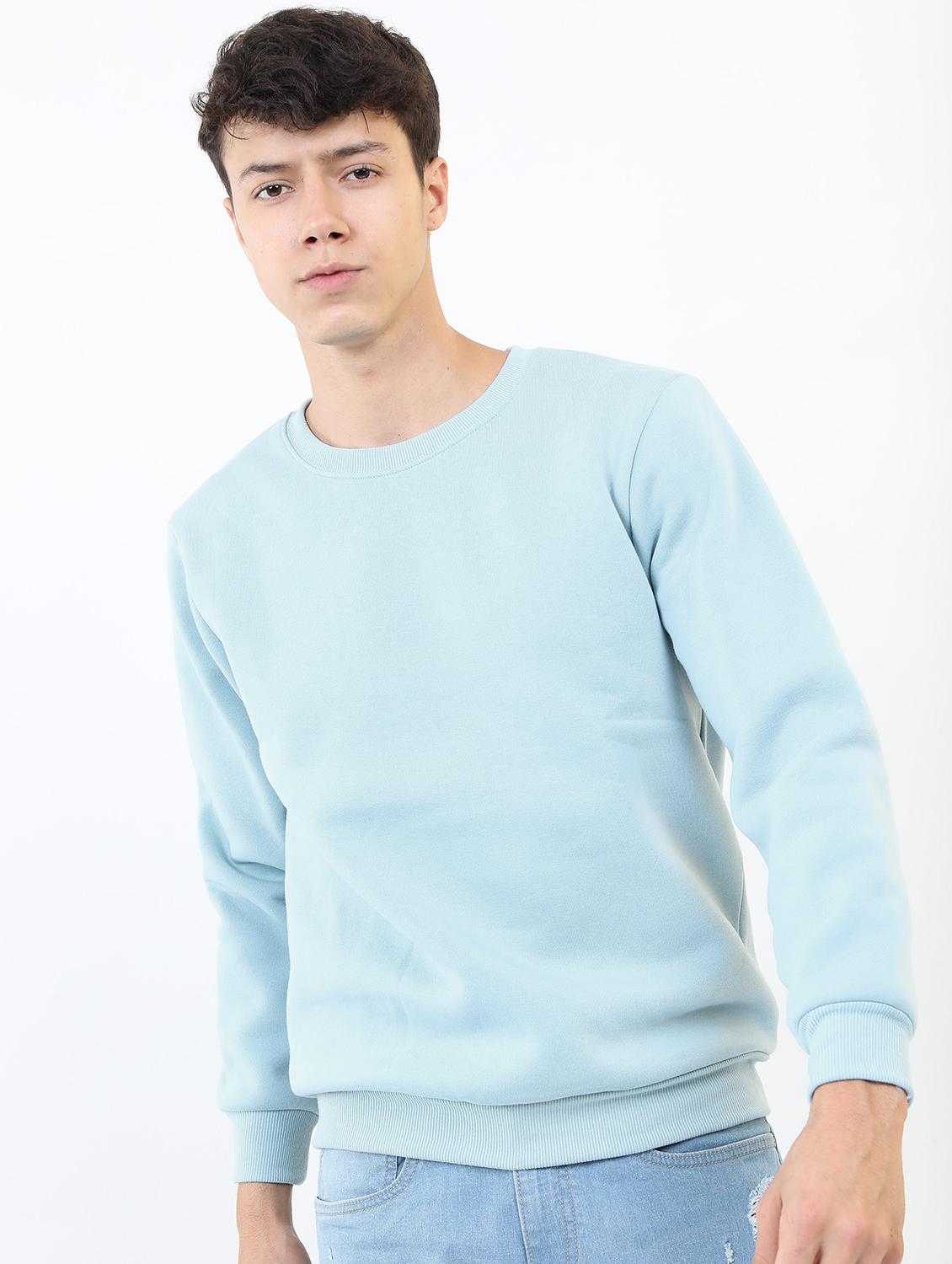 men plain round neck long sleeve sweatshirt - 21596480 -  Zoom Image - 0