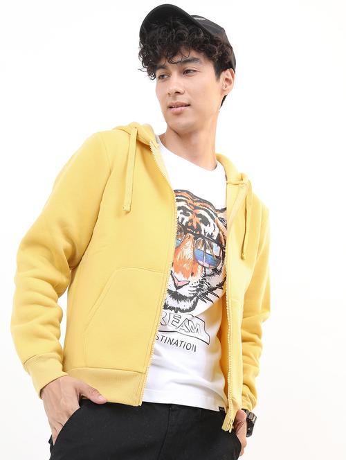 men solid zipper hooded sweatshirt - 21596486 - Standard Image - 0