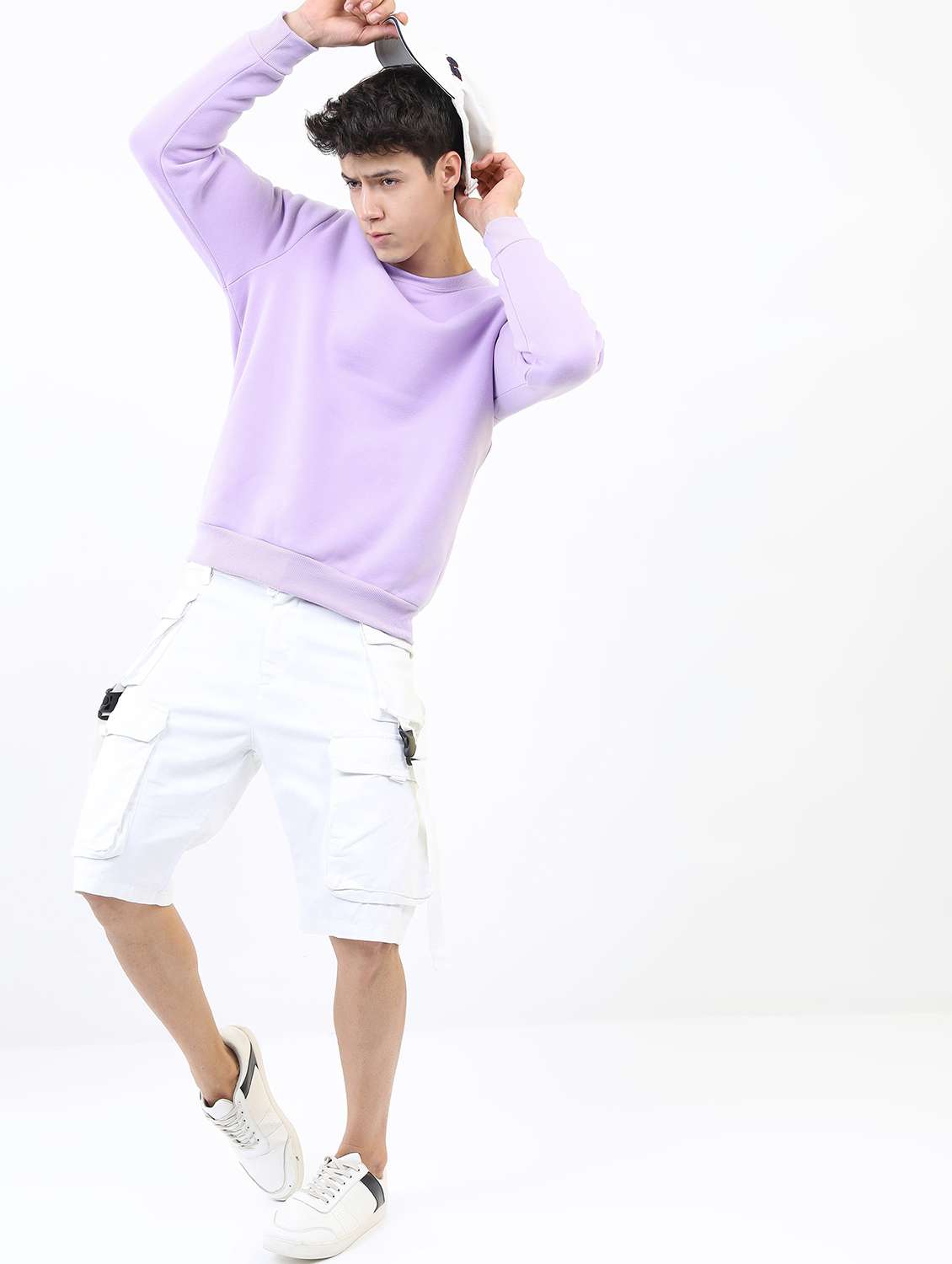 men plain round neck long sleeve sweatshirt - 21596492 -  Standard Image - 3