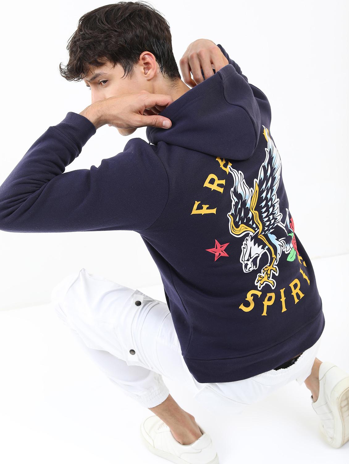 blue cotton blend plain sweatshirt - 21596494 - Standard Image - 3