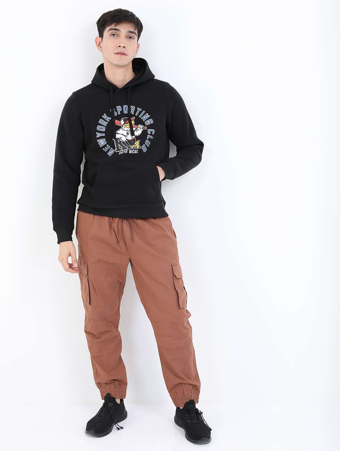 men long sleeves front print sweatshirt - 21596496 -  Standard Image - 3