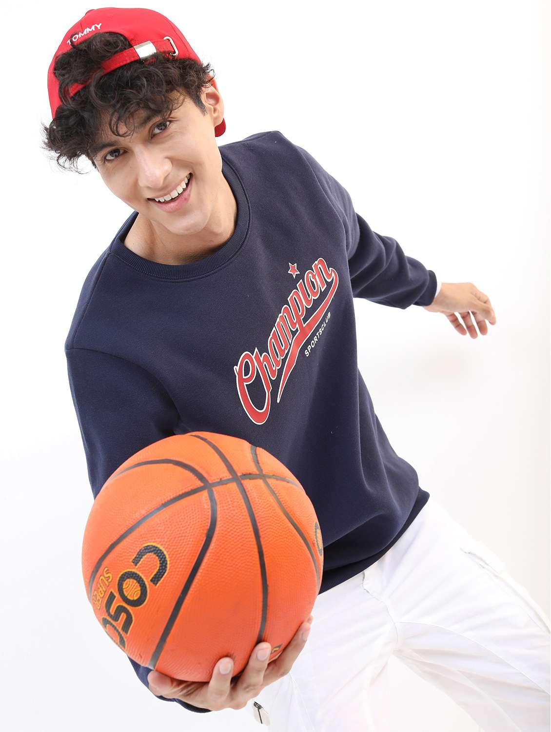 men chest print pullover long sleeve sweatshirt