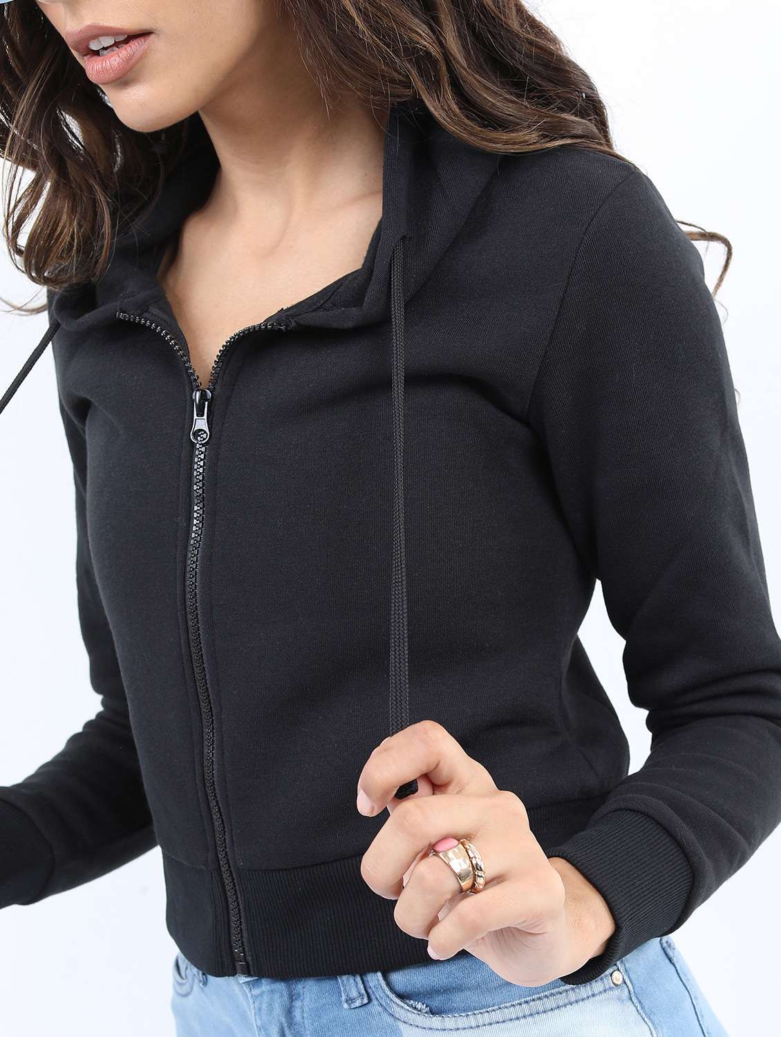 women black plain sweatshirt - 21596527 - Standard Image - 3