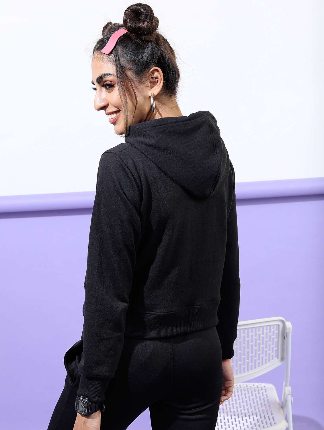 women long sleeve front print sweatshirt - 21596544 -  Standard Image - 3