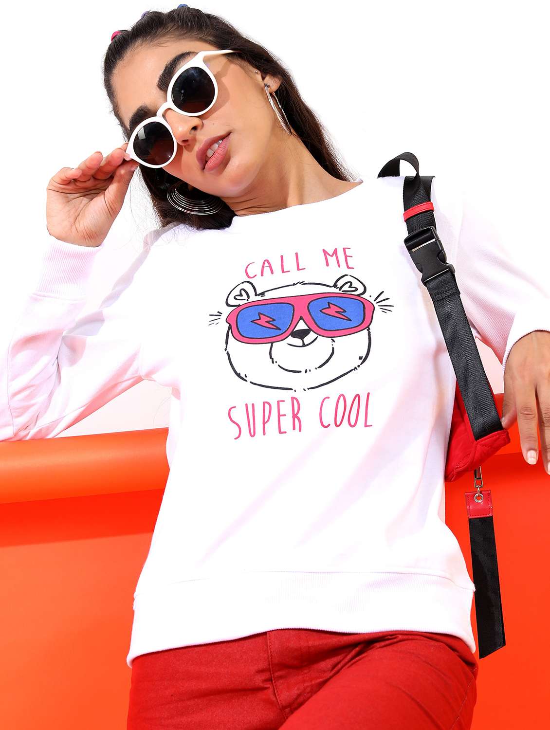 women long sleeve front print sweatshirt - 21596547 -  Zoom Image - 0